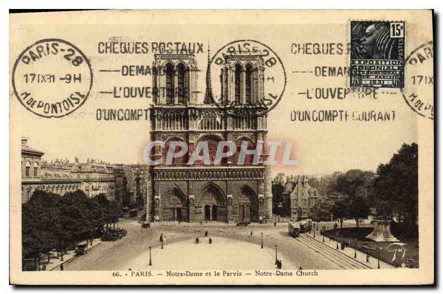 CPA Paris Notre Dame et le Parvis 