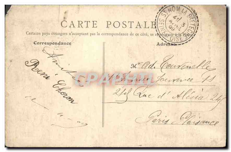 CPA Saint Nom la Breteche S et O Foret de Marly Chemin de la Gare  — Back