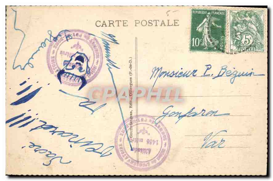 CPA Le Puy de Dome La Route du Col de Ceyssat a son entree sous bois  — Verso