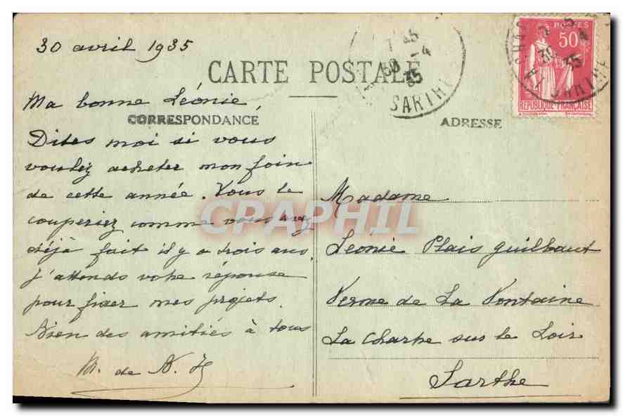 CPA Chateau de Beaumont la Chartre La Chartre sur Loir  — Verso