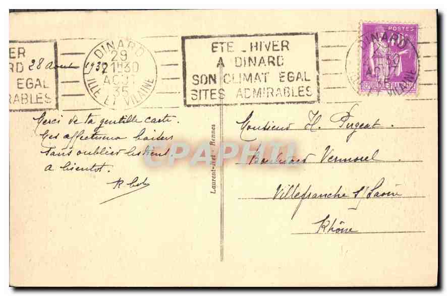 CPA Cote d'Emeraude Dinard La Promenade vue de la Villa Clair de Lune  — Rückseite