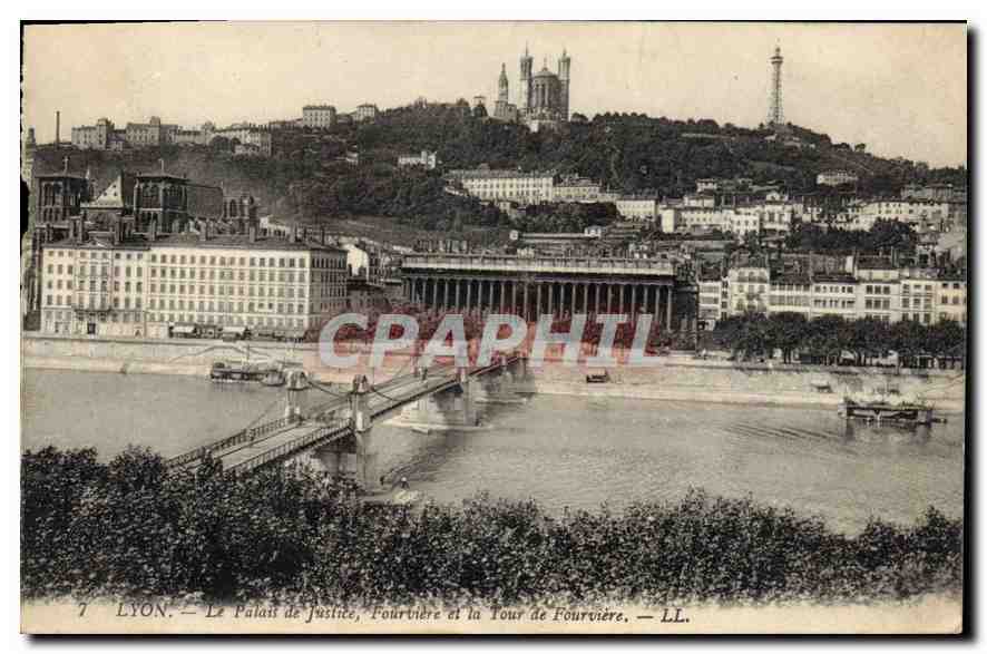 CPA Lyon Le Palais de Justice Fourviere et la Tour de Fourviere 