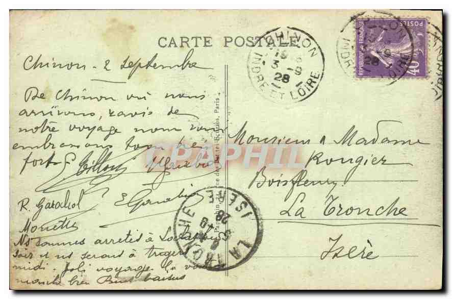 CPA Chinon I et L Le Chateau du Milieu  — Rückseite