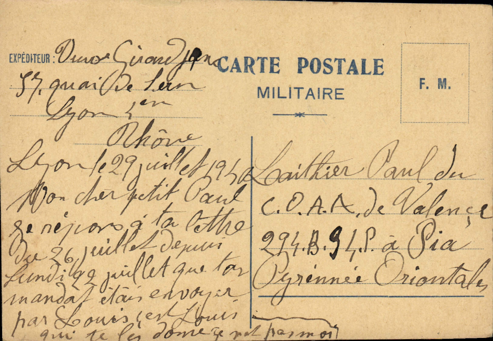 Carte Franchise militaire Laithier Pia