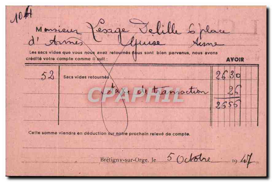 Carte de Franchise Militaire Delille Guise — Rückseite