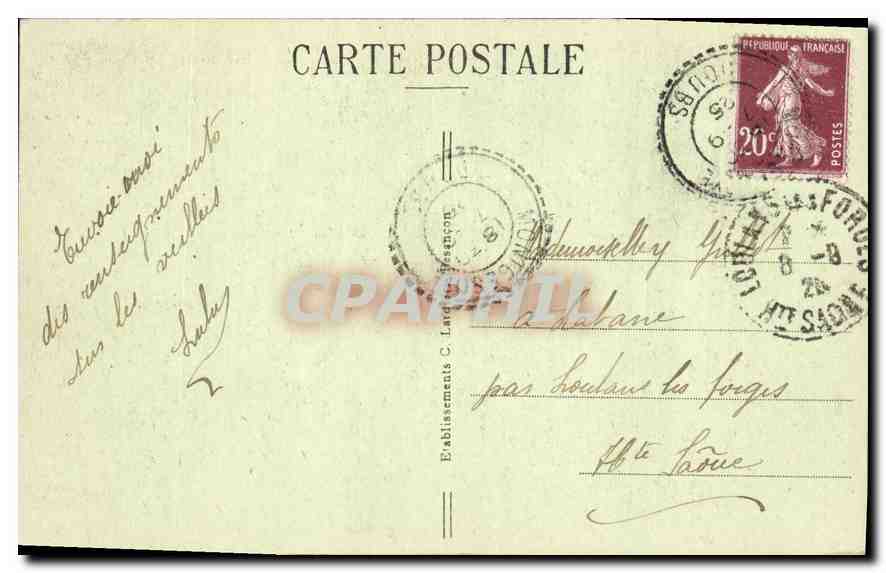 CPA Sites Pittoresques de France Comte Vallee de la Loue Mouthier Cascades et Rochers du Siratu  — Rückseite