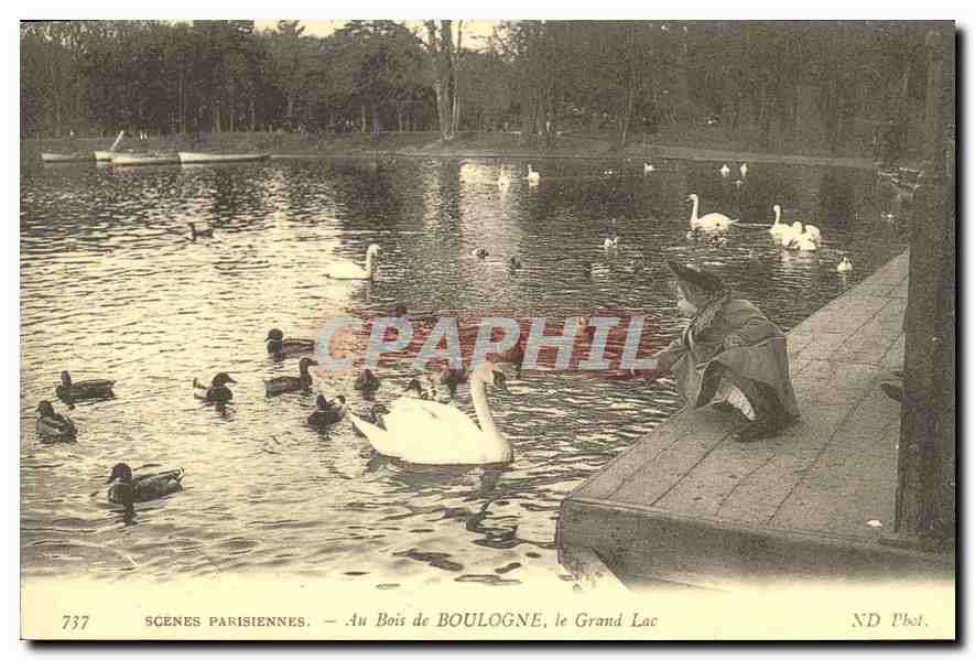 Au Bois de Boulogne, le Grand Lac — Scènes Parisiennes — ND Phot.
