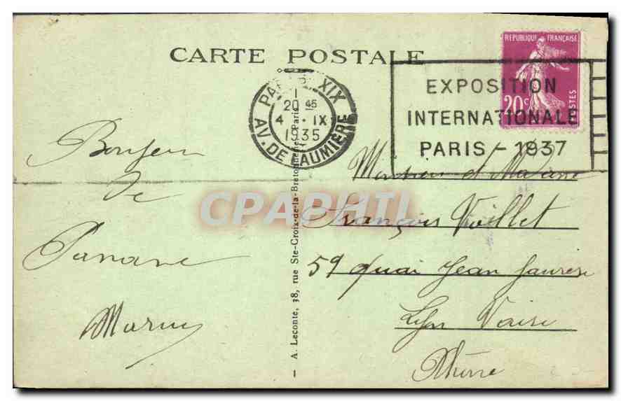 CPA Paris Le Pont Alexandre III  — Verso