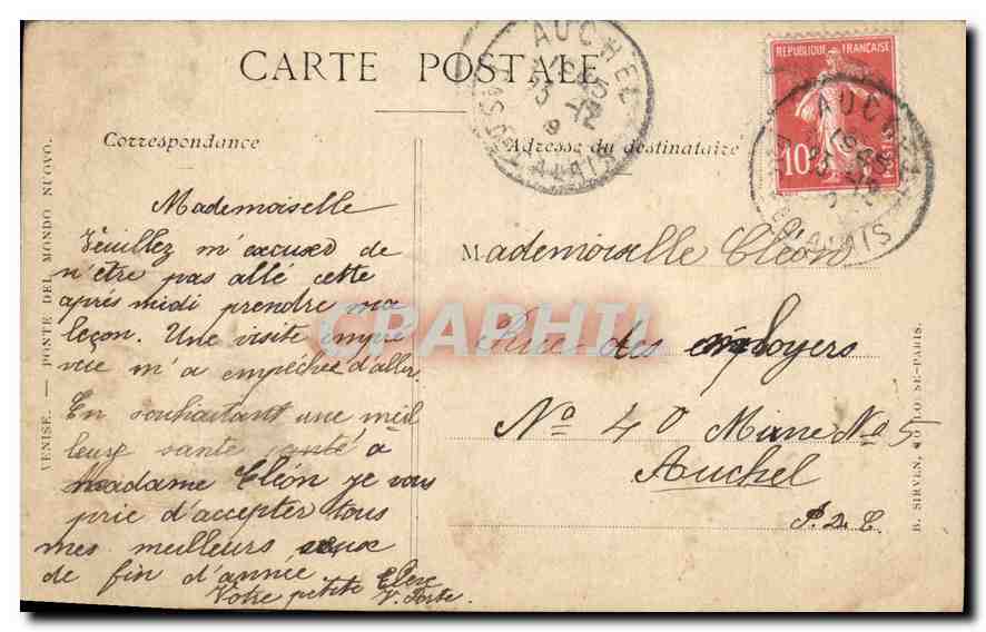 CPA Venise — Verso