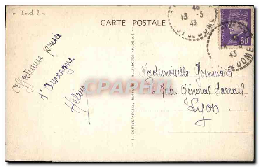 CPA L'Auvergne Vallee de Chaudefour Rochers de la Rancune Crete de Coq et Roche percee  — Rückseite