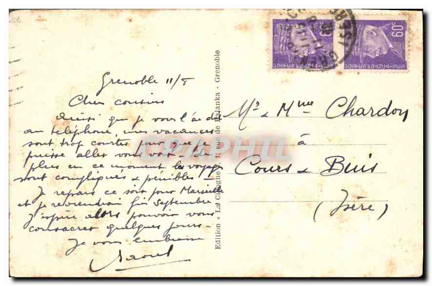 CPA Grenoble Isere Clocher de l'Eglise Saint Andre les Alpes  — Back