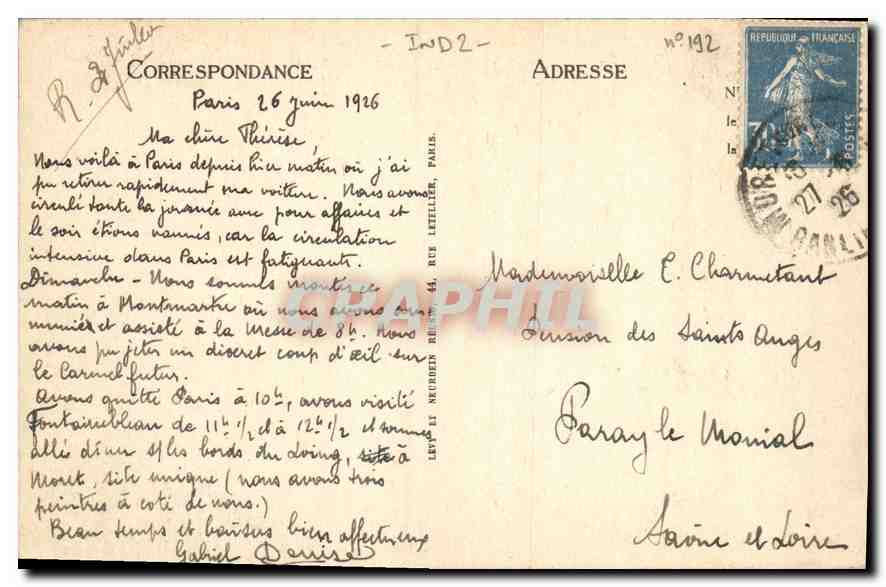 CPA Paris Notre Dame Facade Tympan du Portail Central  — Verso