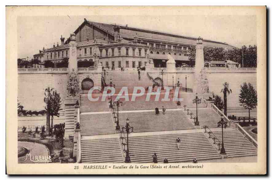 CPA Marseille Escalier de la Gare 