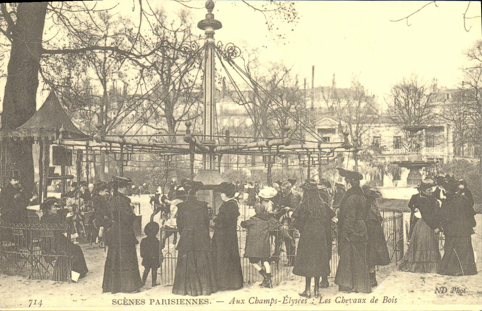 REPRO Scenes parisiennes Aux Champs Elysees Les Chevaux de Bois 