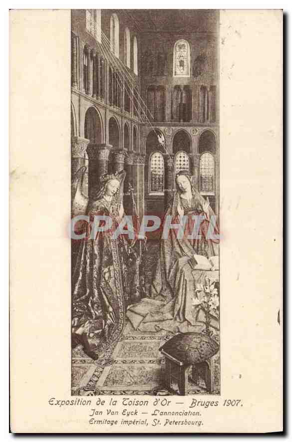 CPA Exposition de la Toison d'Or Jan Van Eyck L'annonciation Bruges 1907