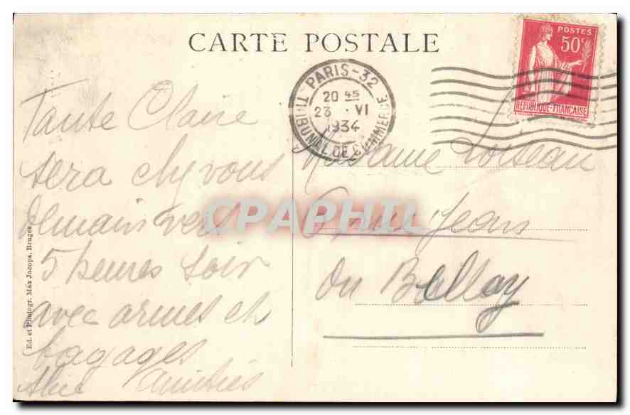 CPA Exposition de la Toison d'Or Jan Van Eyck L'annonciation Bruges 1907 — Verso