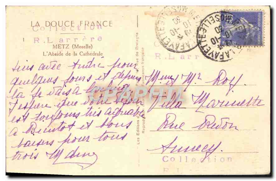 CPA La Douce France Metz Moselle L'Abside de la Cathedrale  — Rückseite