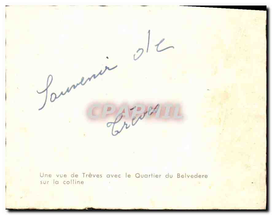 CPA Une vue de Treves avec le Quartier du Belvedere sur la Colline  — Rückseite