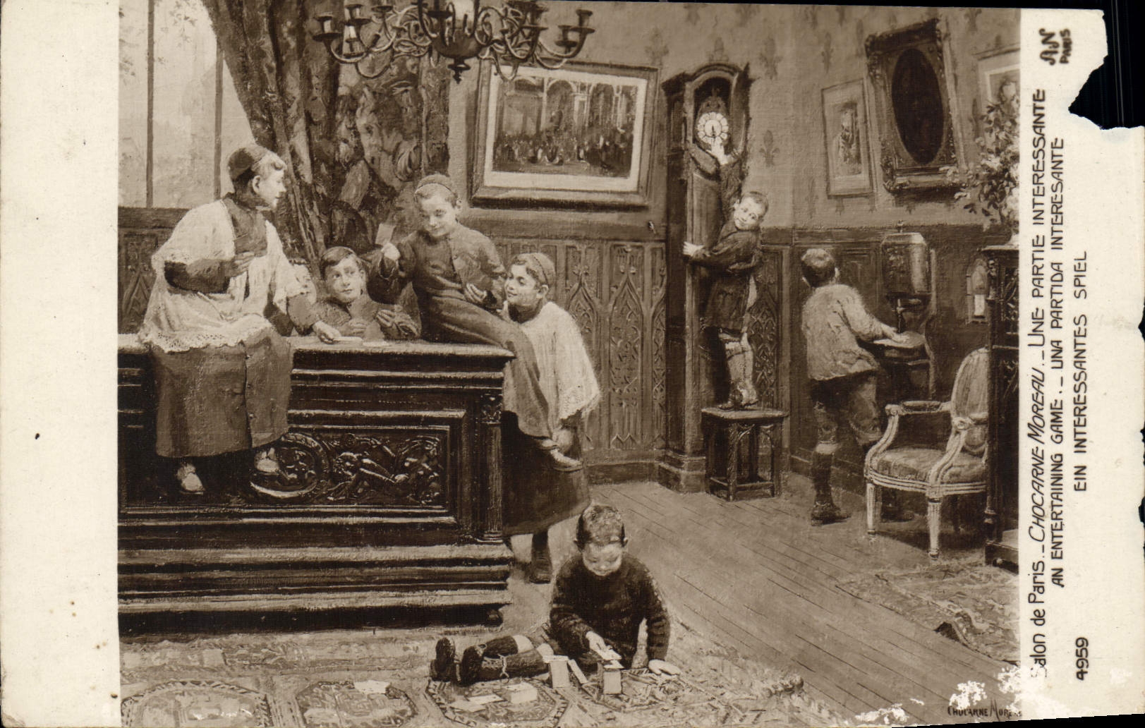 Salon von Paris — Kinder spielen in einem reich verzierten Innenraum — Chocarame Moreau, n°4959