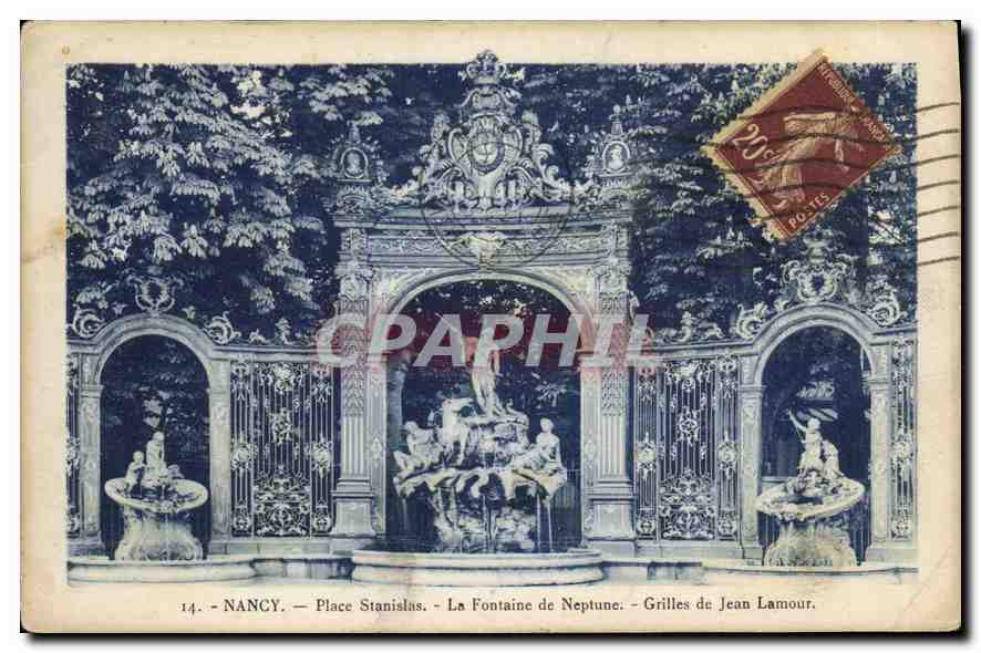 CPA Nancy Place Stanislas La Fontaine de Neptune Grilles de Jean Lamour 