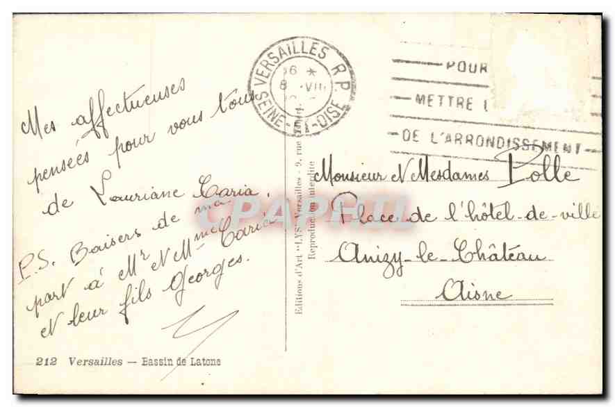 CPA Versailles Bassin de Latone  — Verso