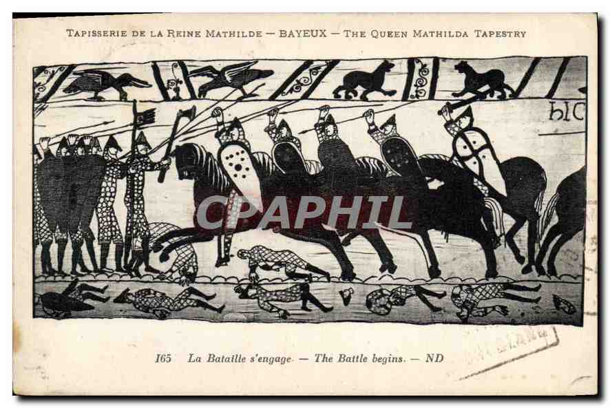 CPA Tapisserie de la Reine Mathilde Bayeux La Bataille s'engage 