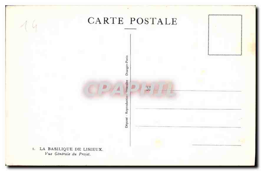 CPA La Basilique de Lisieux Vue generale du Projet  — Rückseite