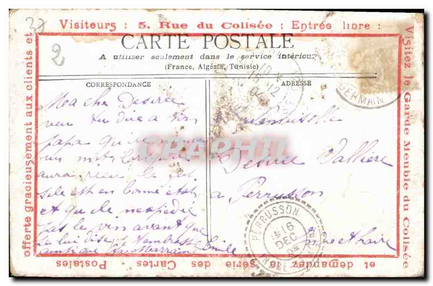 CPA Le Chateau d'Azay le Rideau  — Rückseite