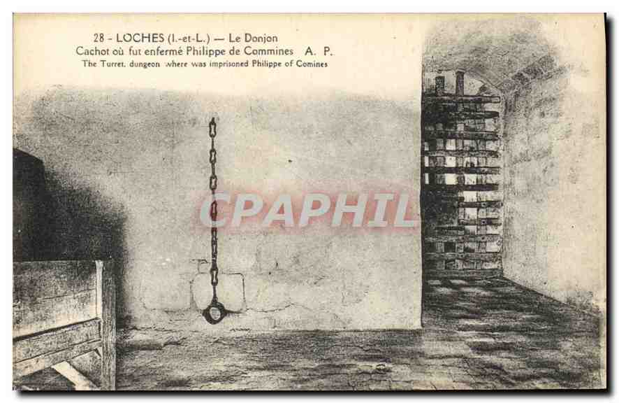 CPA Loches I et L Le Donjon Cachot ou fut enferme Philippe de Commines 