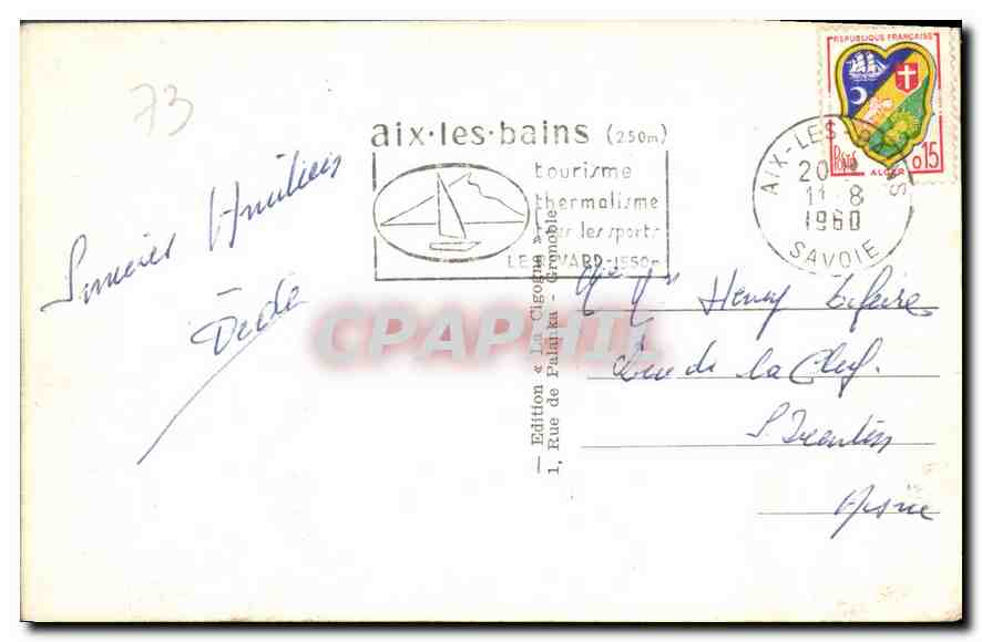 CPA Aix les Bains Ski Nautique sur le Lac  — Verso