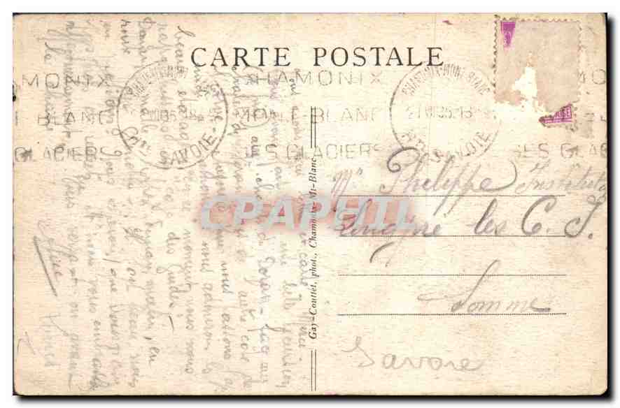 CPA Chamonix Mont Blanc Pyramides au Glacier des Bossons et aiguille du Midi  — Verso