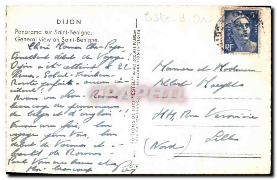 CPA Dijon Panorama su Saint Benigne  — Verso