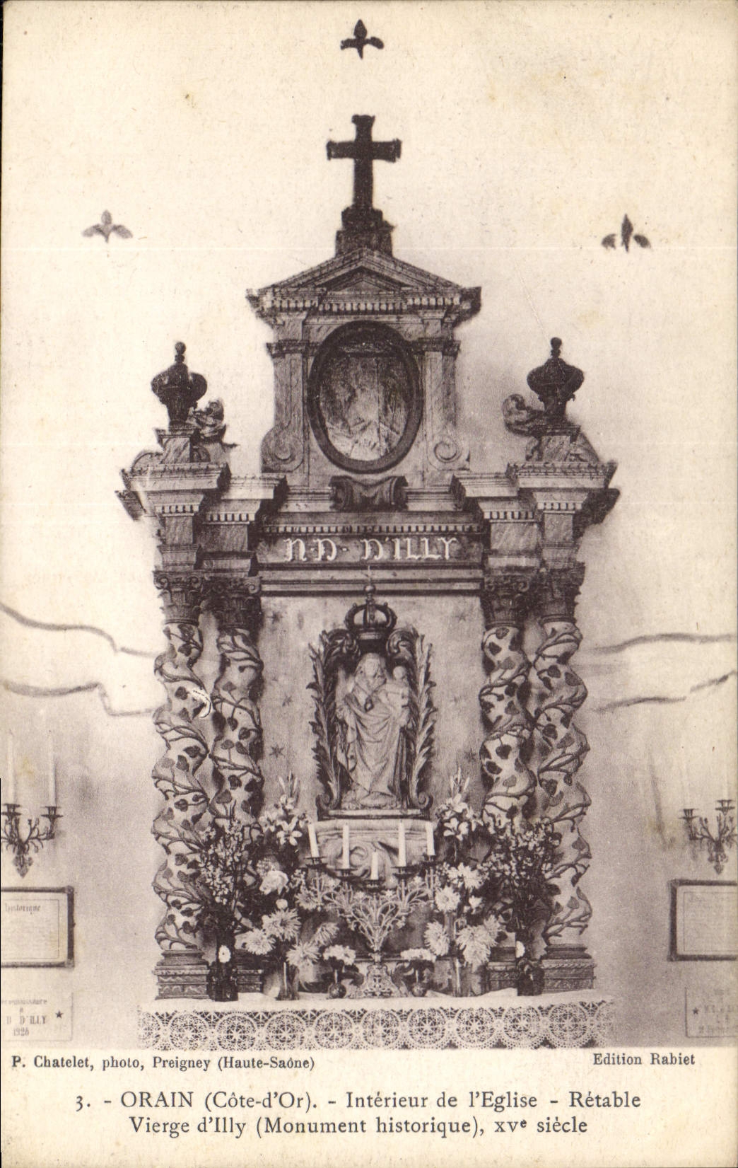CPA Orain Cote d'Or Interieur de l'Eglise Retable Vierge d'Illy 