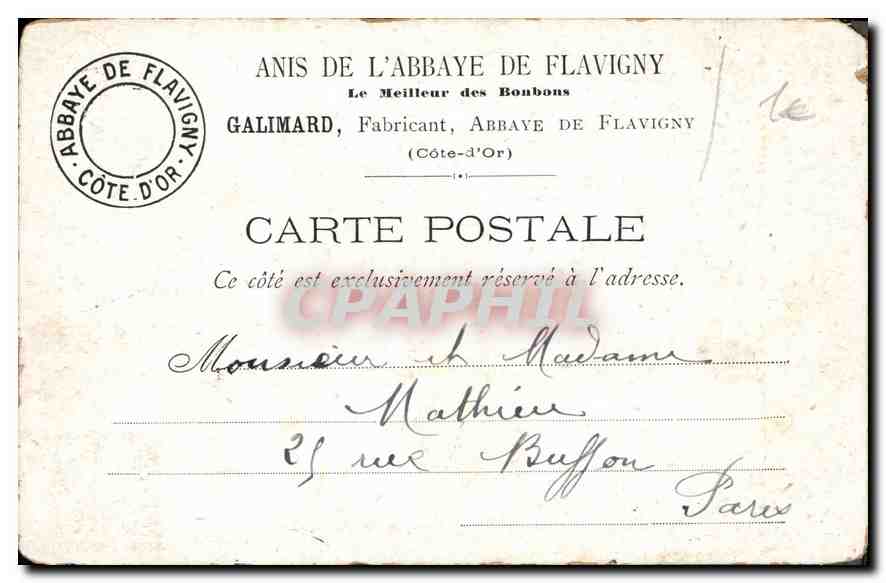 CPA Abbaye de Flavigny Restes du Choeur de la Chapelle Benedictine  — Verso