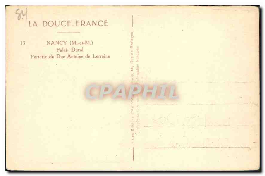 Nancy — Porterie du Duc Antoine de Lorraine — La Douce France — Reverso