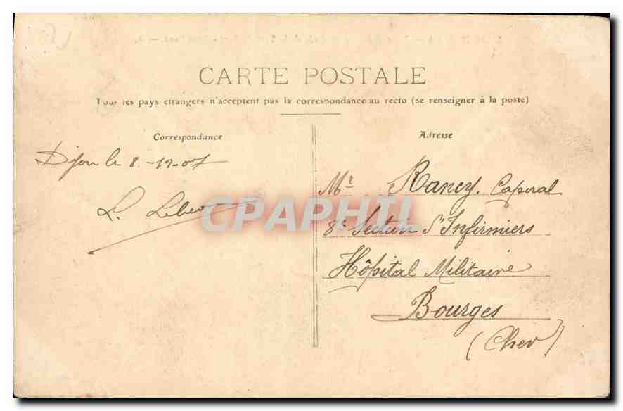 CPA Dijon Vue generale prise de la Tour de Bar Cote Nord  — Rückseite