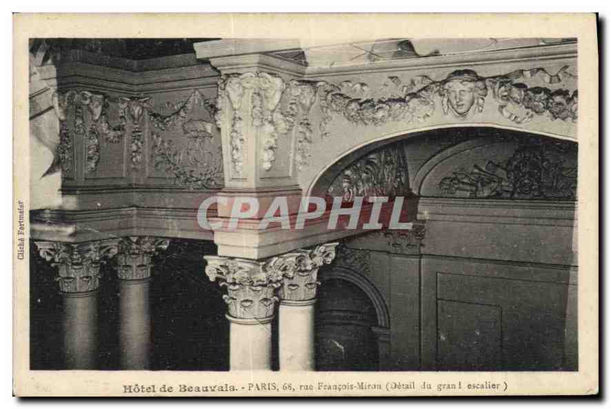 Hôtel de Beauvala — Paris, 68 rue François-Miron — détail du grand escalier