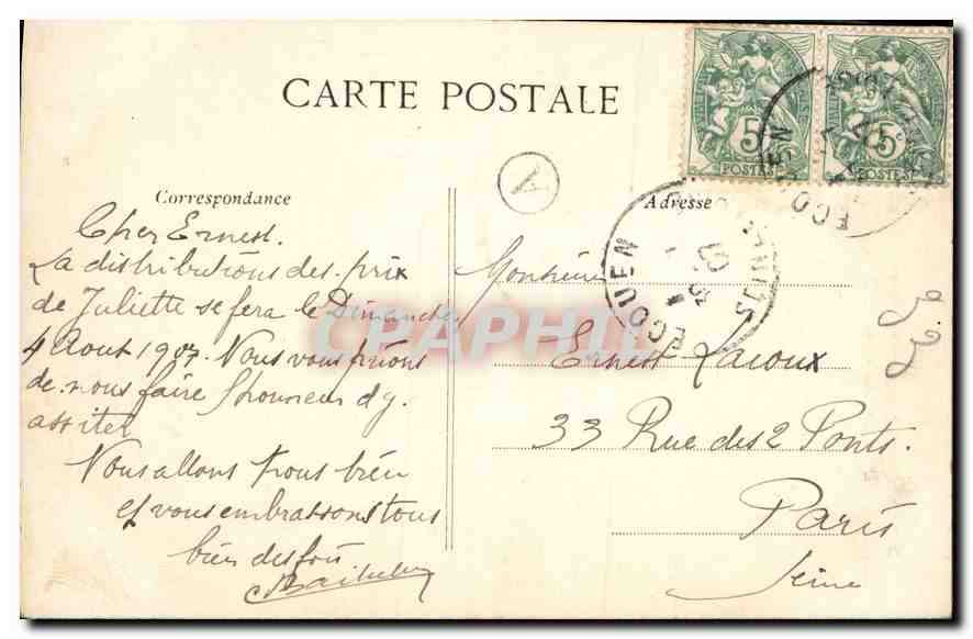 CPA Chateau de Chantilly Statue du Connetable de Montmorency  — Verso