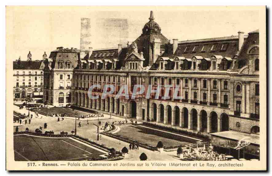 CPA Rennes Palais du Commerce et Jardins sur la Vilaine 