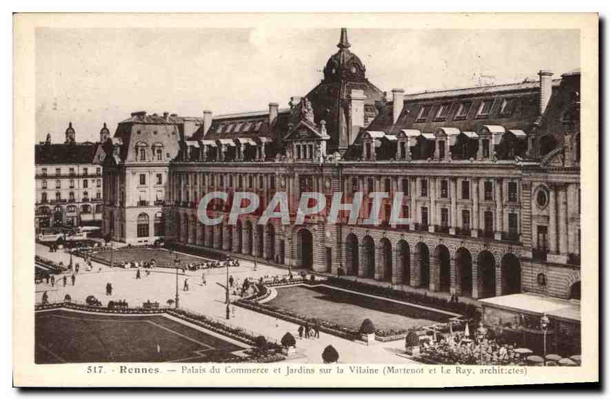 CPA Rennes Palais du Commerce et Jardins sur la Vilaine 
