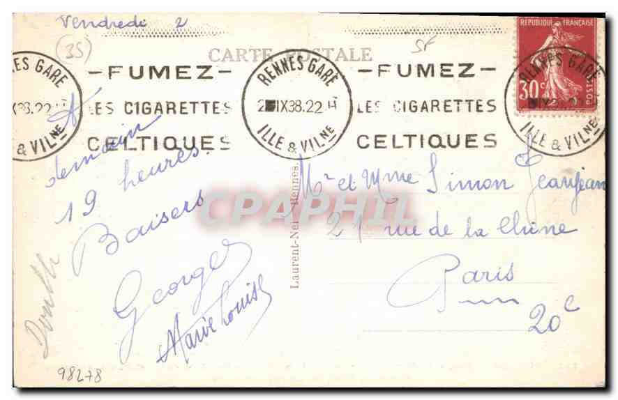 CPA Rennes Palais du Commerce  — Rückseite