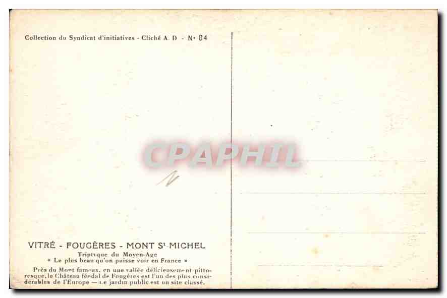 Fougères — Ansicht vor dem Schloss — Verlag Nilamni, Nr. 6 — Rückseite