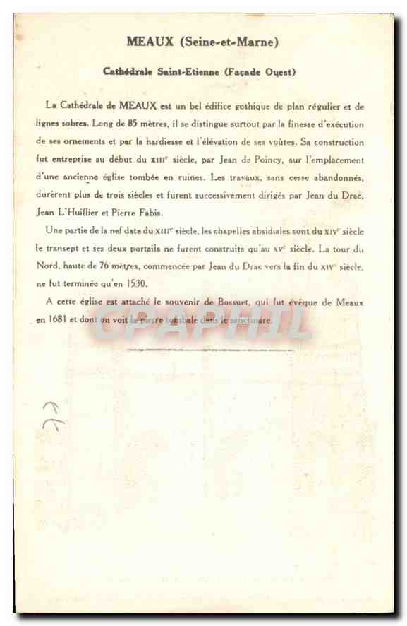 CPA Meaux Seine et Marne Cathedrale de Meaux Facade Ouest  — Rückseite