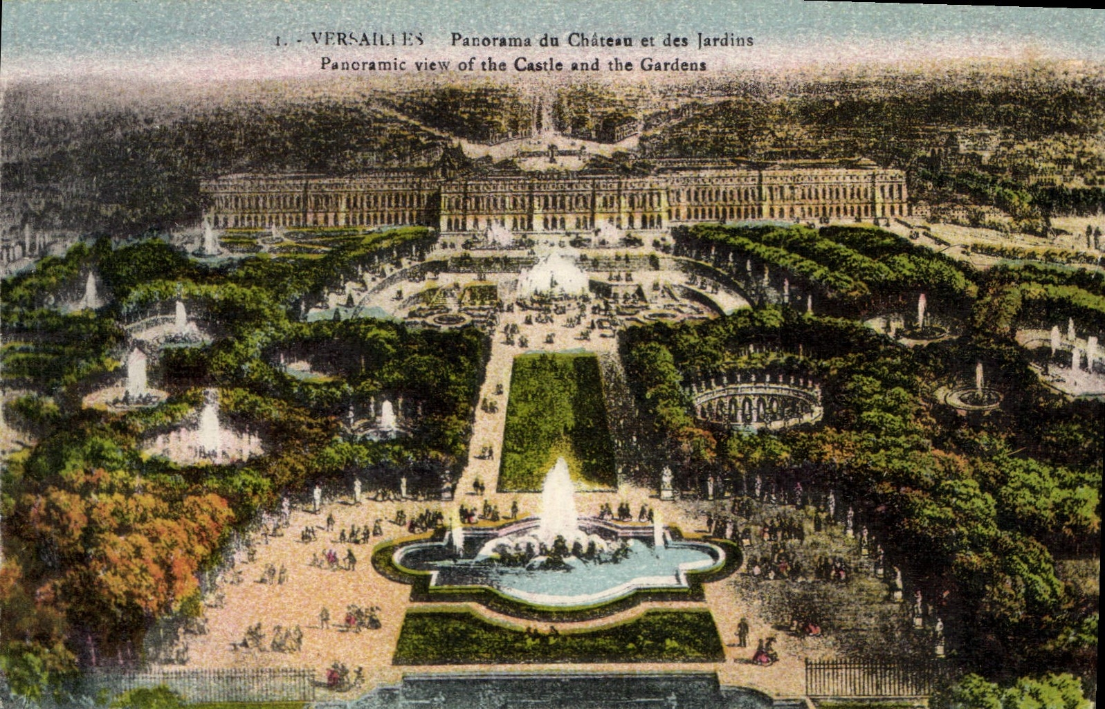 Versailles — Panorama du Château et des Jardins — Édition P. Girard, Versailles