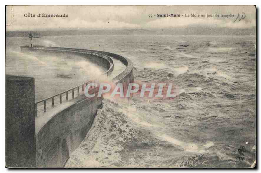 Saint-Malo - Le Môle un jour de tempête — Côte d'Émeraude, éditeur HLM, n°55
