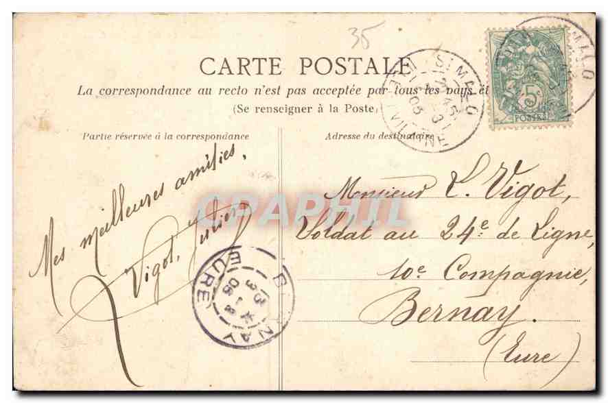 Saint-Malo - Le Môle un jour de tempête — Côte d'Émeraude, éditeur HLM, n°55 — Verso