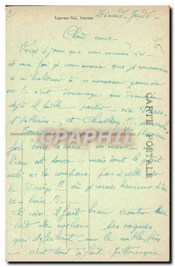 CPA Dinard St Enogat Etude de Rochers  — Rückseite