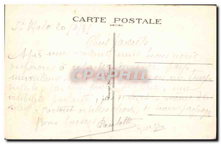 Côte d'Emeraude — Cancale — La Grande Rivière et l'Île des Landes — éditeur non identifié, n° de série non visible — Verso