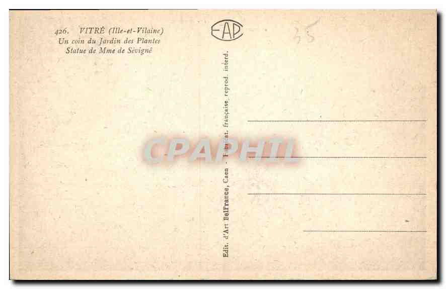 CPA Vitre Ille et Vilaine Un Coin du Jardin des Plantes  — Rückseite