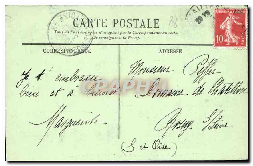 CPA Versailles Le Parc Parterre d'Eau Nymphe de Lehongre  — Verso